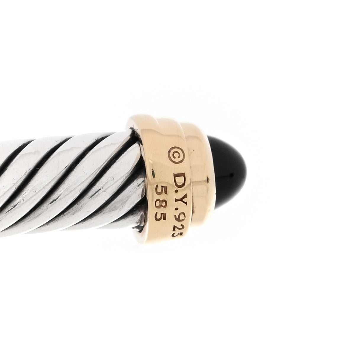 David Yurman Sterling Silver 14K Yellow Gold Black Onyx 5mm Cable Classics Petite Color Bracelet 3 of 3
