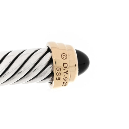 David Yurman Sterling Silver 14K Yellow Gold Black Onyx 5mm Cable Classics Petite Color Bracelet 3 of 3