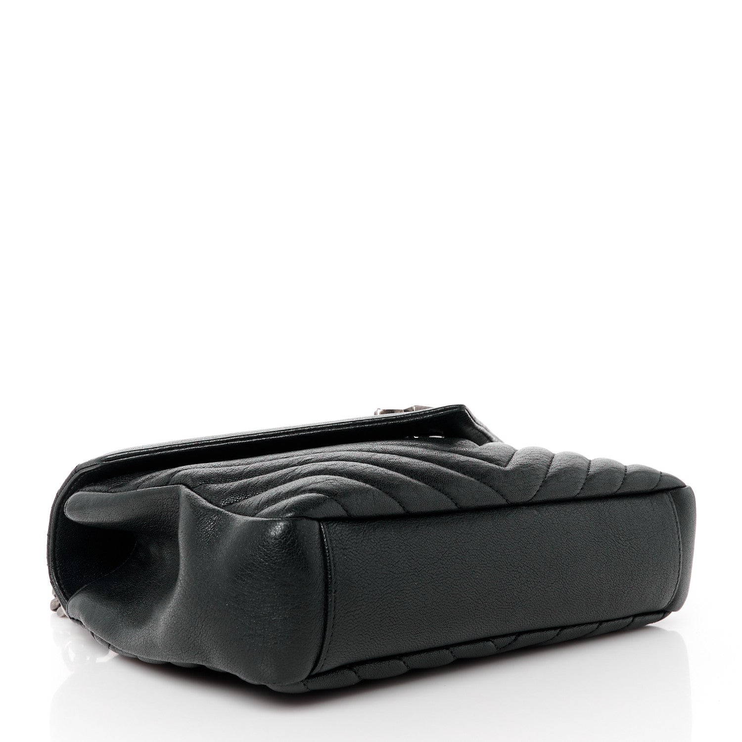 Saint Laurent Sheepskin Matelasse Chevron Monogram Medium College Bag Black 4 of 11