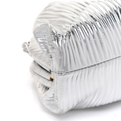 Bottega Veneta Metallic Bark Calfskin The Mini Pouch Silver 9 of 10