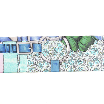 Hermes Silk Grand Manege Fleuri Twilly Rose Pale Turquoise Parme 3 of 5