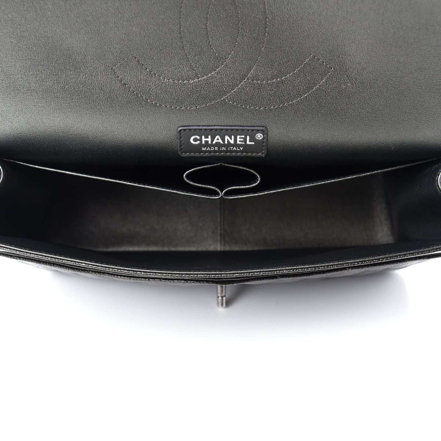 Caviar Quilted Jumbo Double Flap Dark Charcoal
