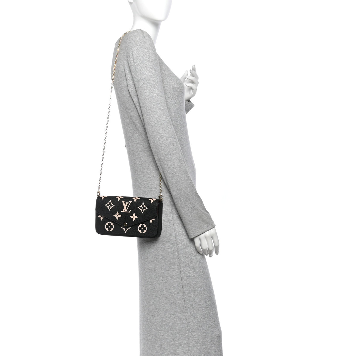 Louis Vuitton Empreinte Monogram Giant Felicie Pochette  Black Beige 2 of 10
