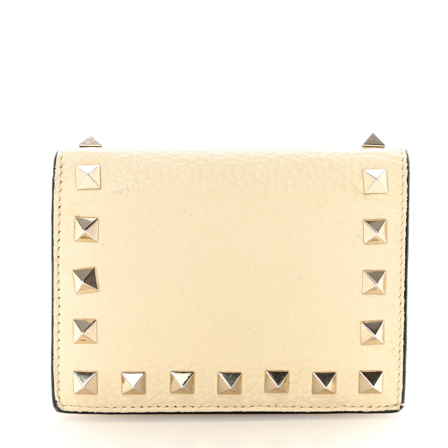Valentino Garavani Calfskin Rockstud Bi-Fold Card Holder Ivory 1 of 8