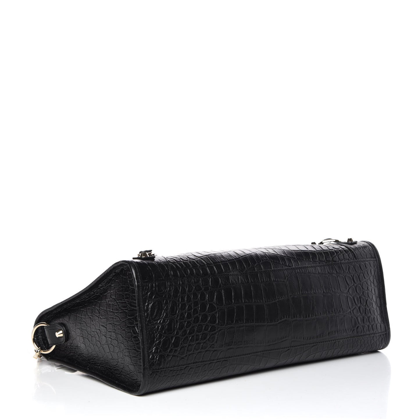 Calfskin Crocodile Embossed Classic Hardware City Black