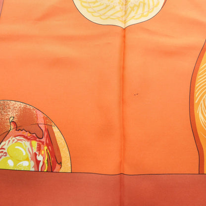 Hermes Silk Sulfure et Presse Papiers II Scarf 90 Orange 3 of 8