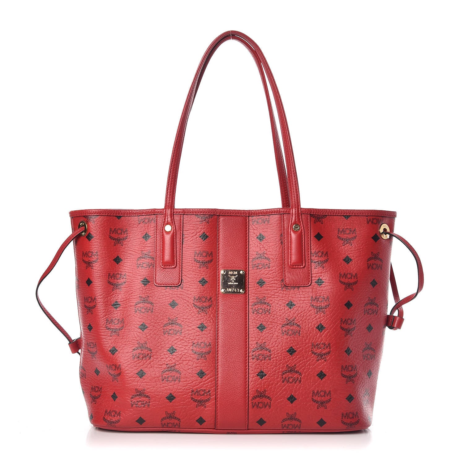 MCM Visetos Medium Liz Reversible Shopper Tote Ruby Red 1 of 12