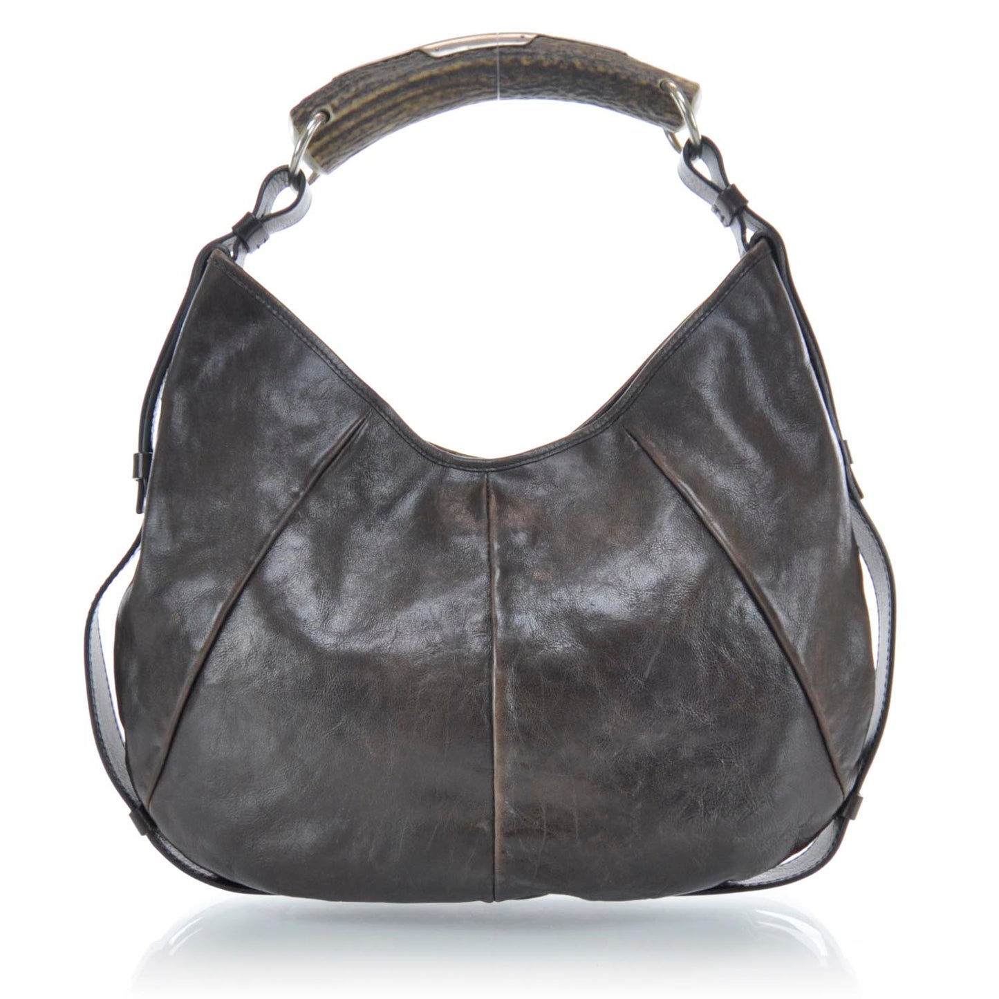 Leather Mombasa Horn Bag Dark Brown