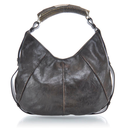 Saint Laurent Leather Mombasa Horn Bag Dark Brown 1 of 9