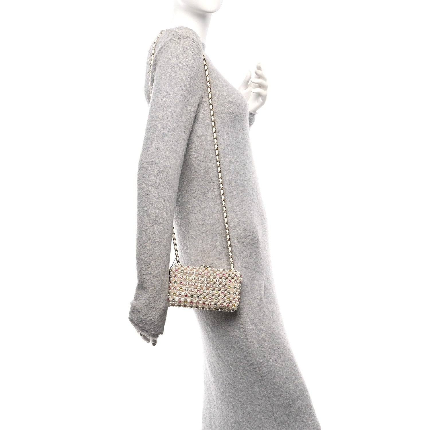 Chanel Metal Pearl Minaudiere CC Evening Bag White Gold Multicolor 2 of 11