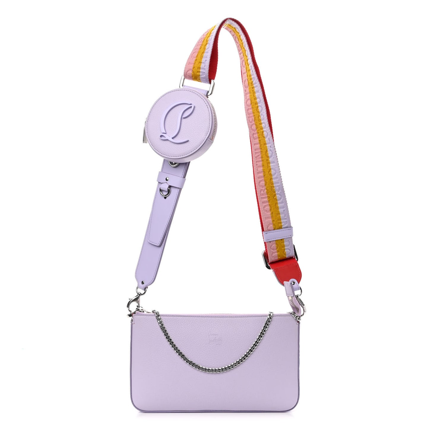 Calfskin Empire Loubila Pouch on Chain Lilac Smoke Rosy