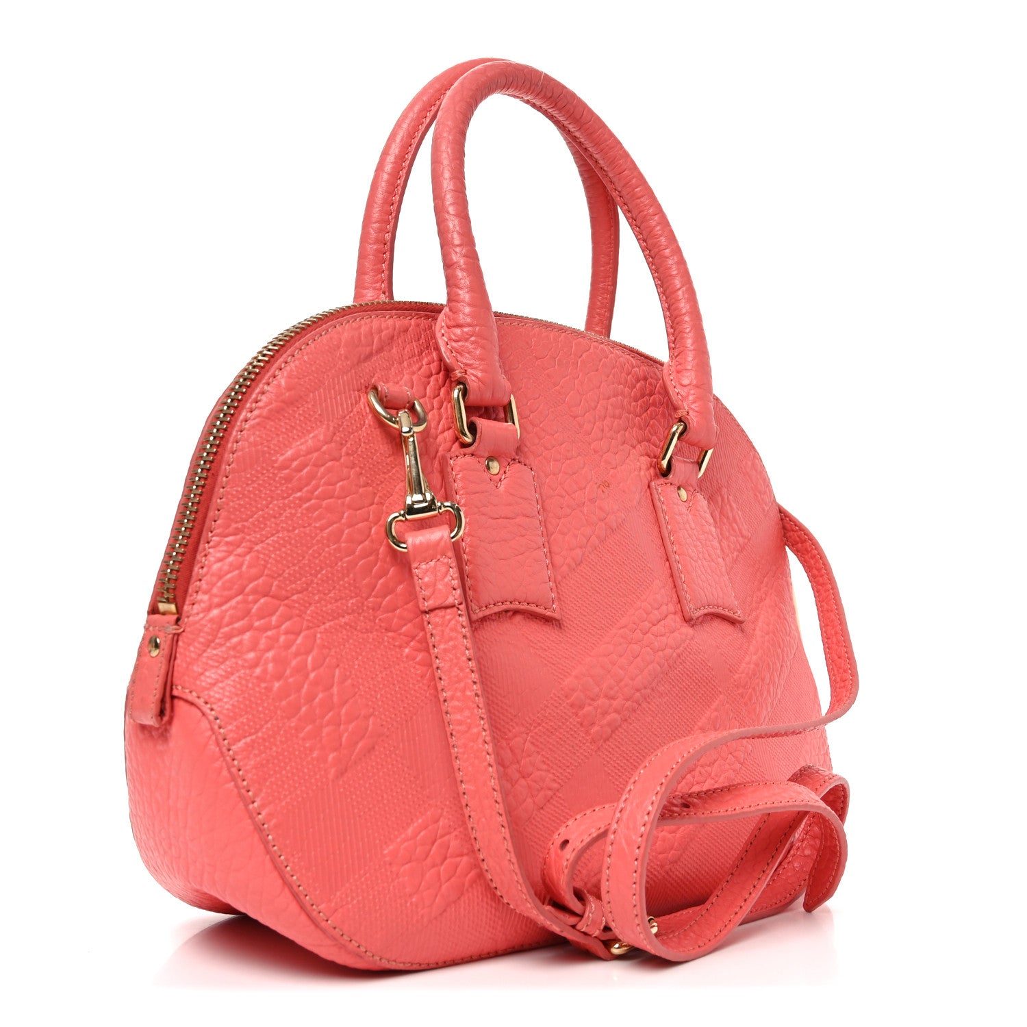 Burberry Heritage Grain Check Embossed Small Orchard Bowling Bag Pink 3 of 9