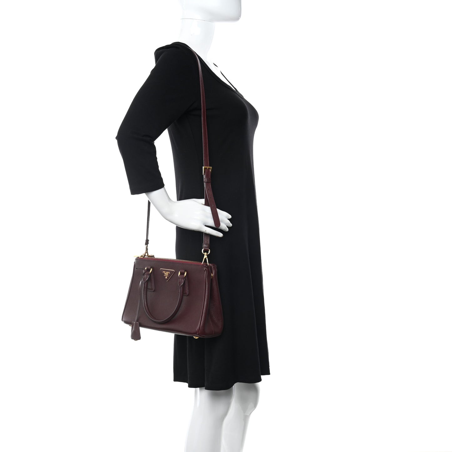 Saffiano Mini Galleria Double Zip Tote Granato
