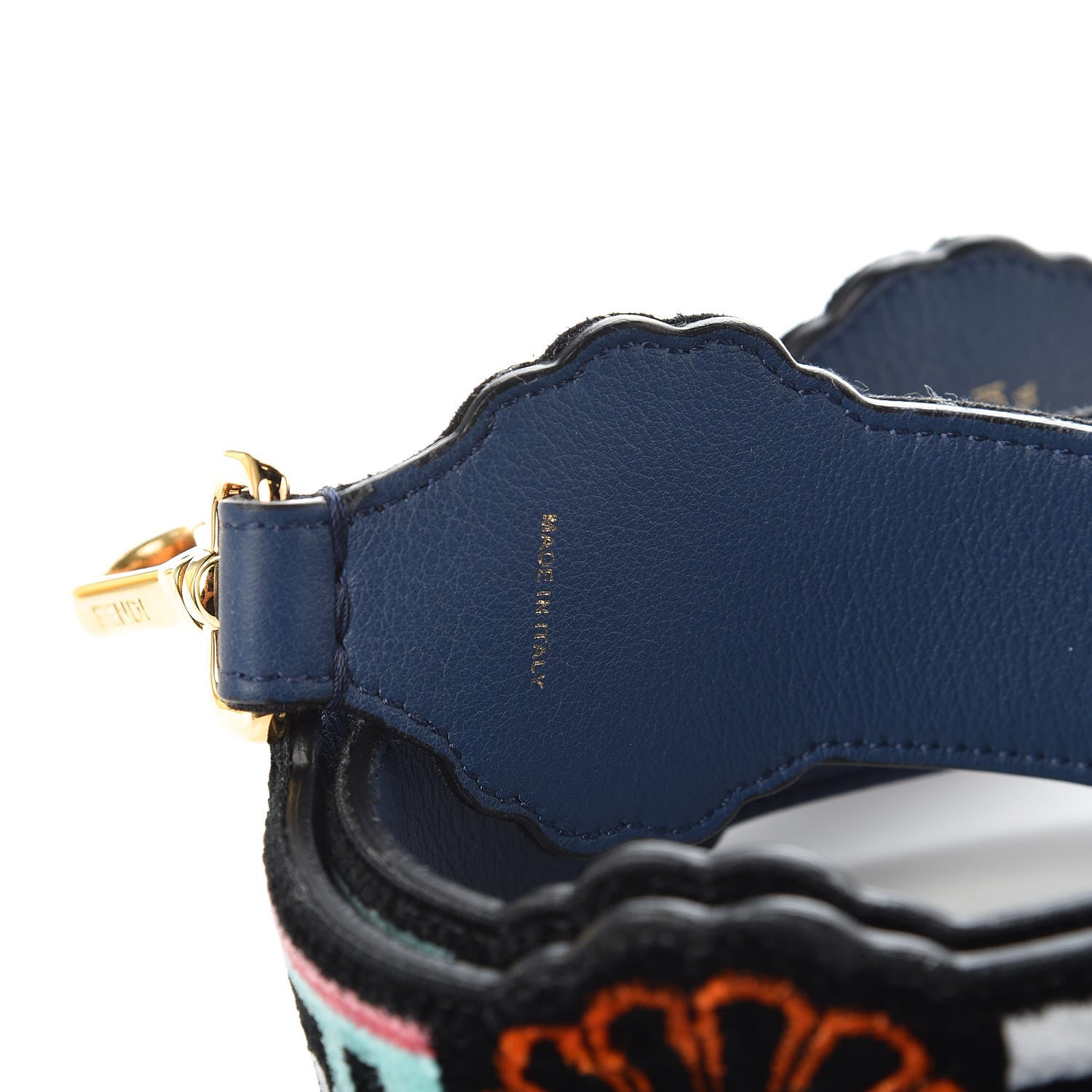 Fendi Velvet Tapestry Fun Fair Strap You Black Navy Multicolor 3 of 5