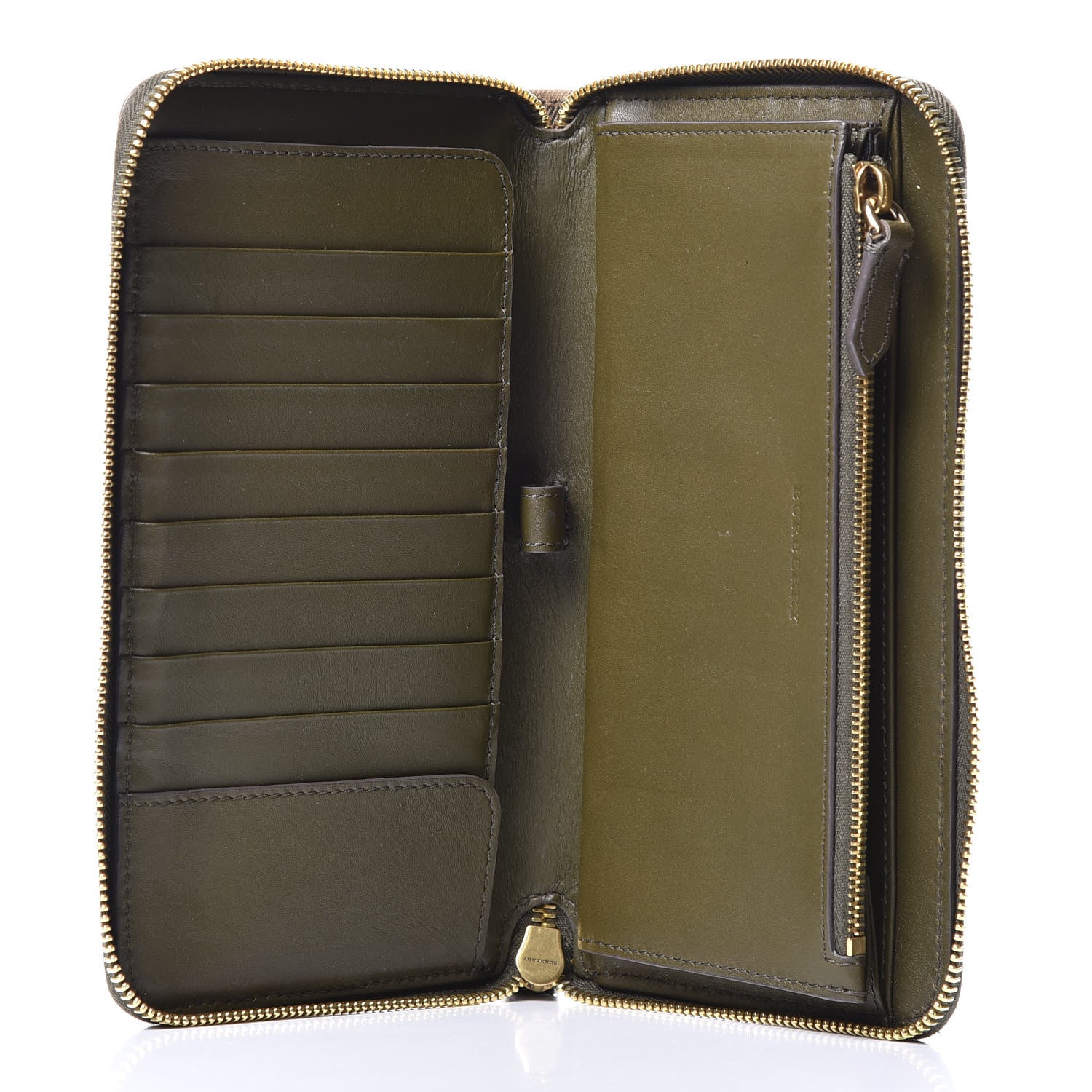Burberry House Check Calfskin Renfrew Long Zip Around Wallet Green 4 of 10