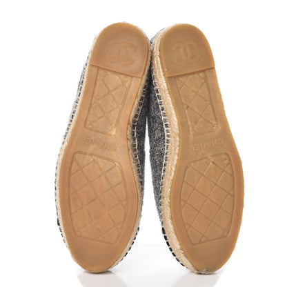 Chanel Tweed Velvet CC Espadrilles 36 Grey Black 5 of 12