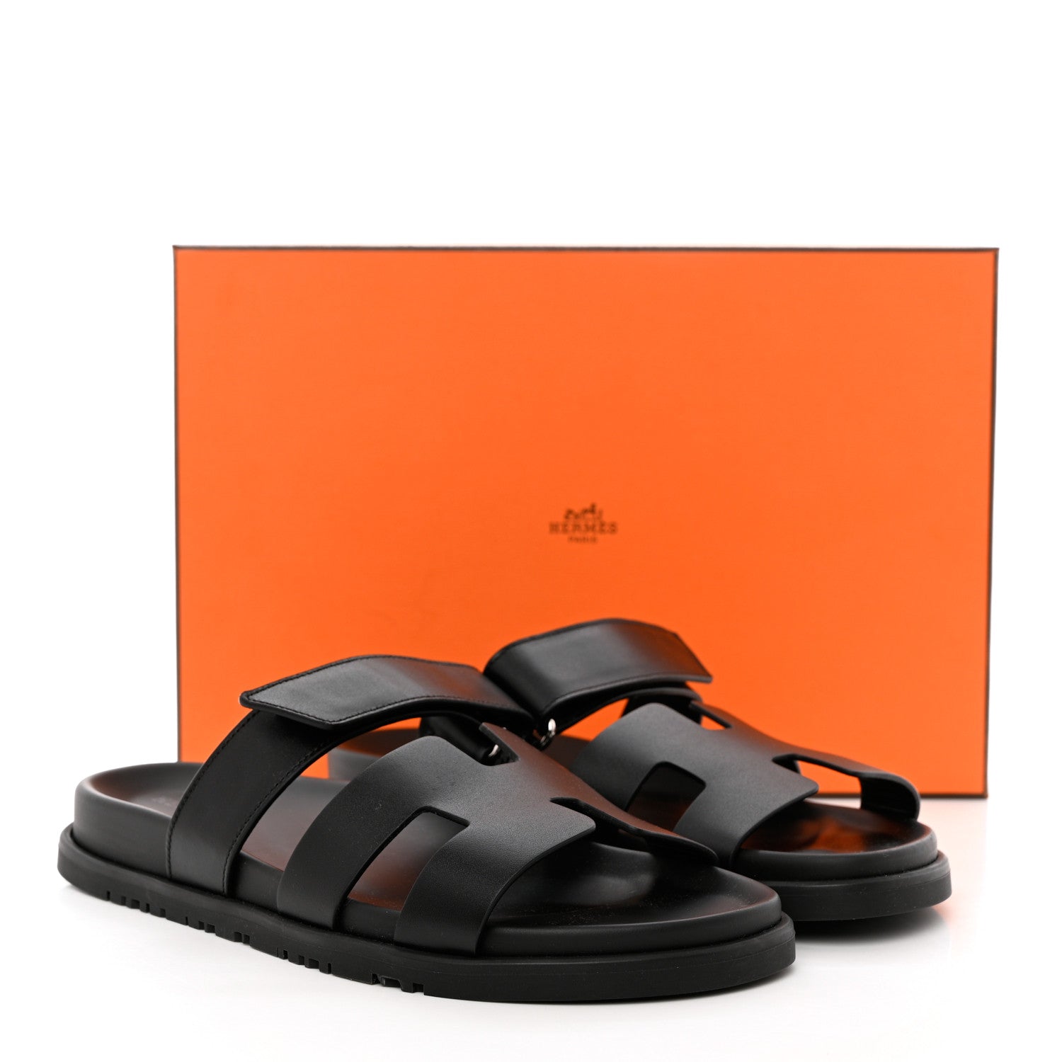 Hermes Calfskin Womens Chypre Sandals 38 Black 9 of 9
