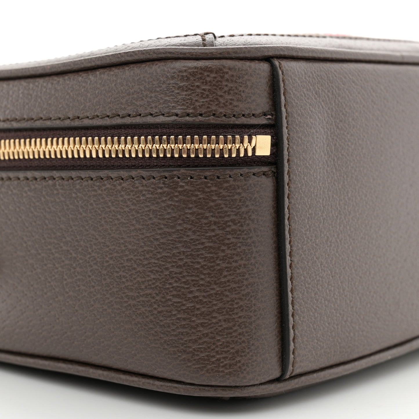 GG Supreme Monogram Textured Dollar Calfskin Mini Ophidia Top Handle Square Shoulder Bag Beige Ebony New Acero