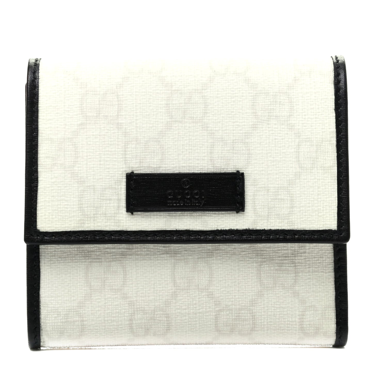 GG Plus Monogram Joy French Flap Wallet White Black