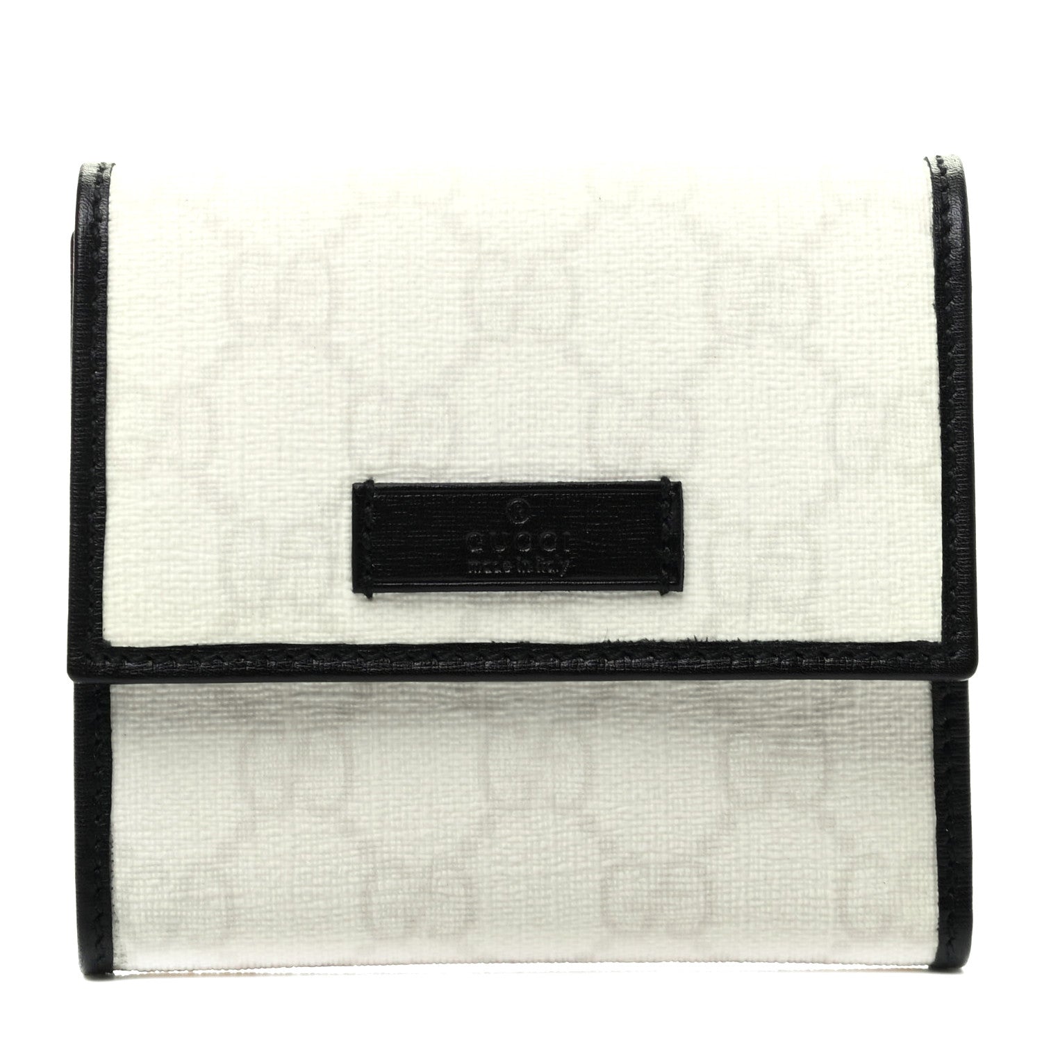 Gucci GG Plus Monogram Joy French Flap Wallet White Black 1 of 8