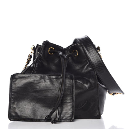 Chanel Lambskin CC Drawstring Shoulder Bag Black 3 of 11