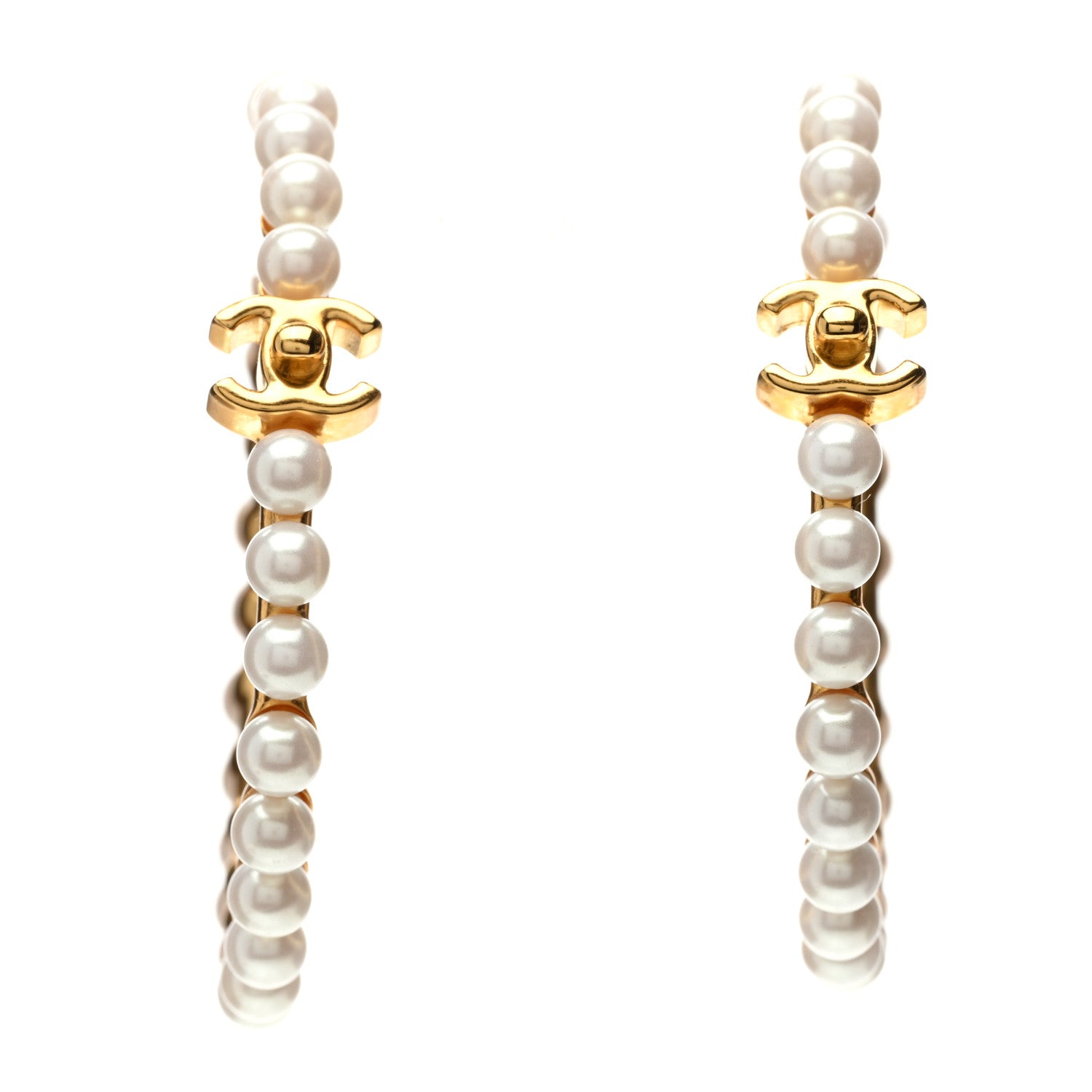Chanel Pearl CC More Is More Hoop Earrings Gold 1 of 6