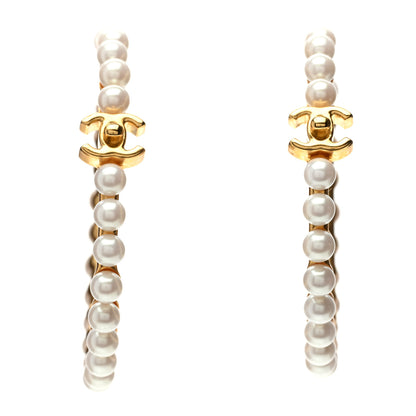 Chanel Pearl CC More Is More Hoop Earrings Gold 1 of 6