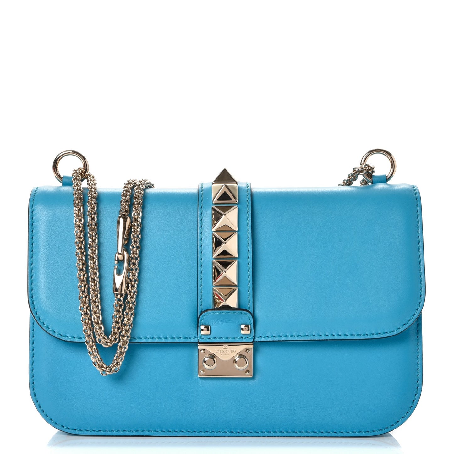 Vitello Medium Glam Lock Rockstud Flap Parrot