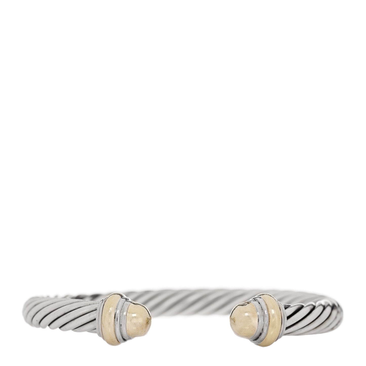 Sterling Silver 14K Yellow Gold 7mm Cable Classics Dome Bracelet