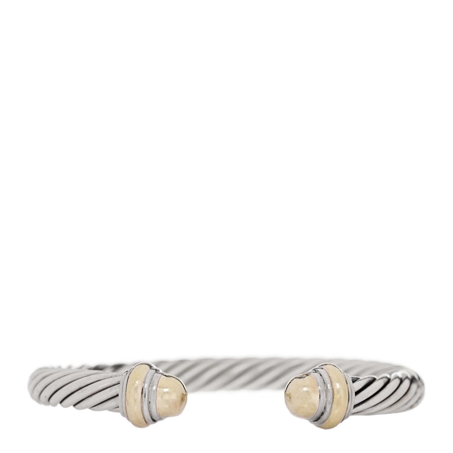 David Yurman Sterling Silver 14K Yellow Gold 7mm Cable Classics Dome Bracelet 1 of 5