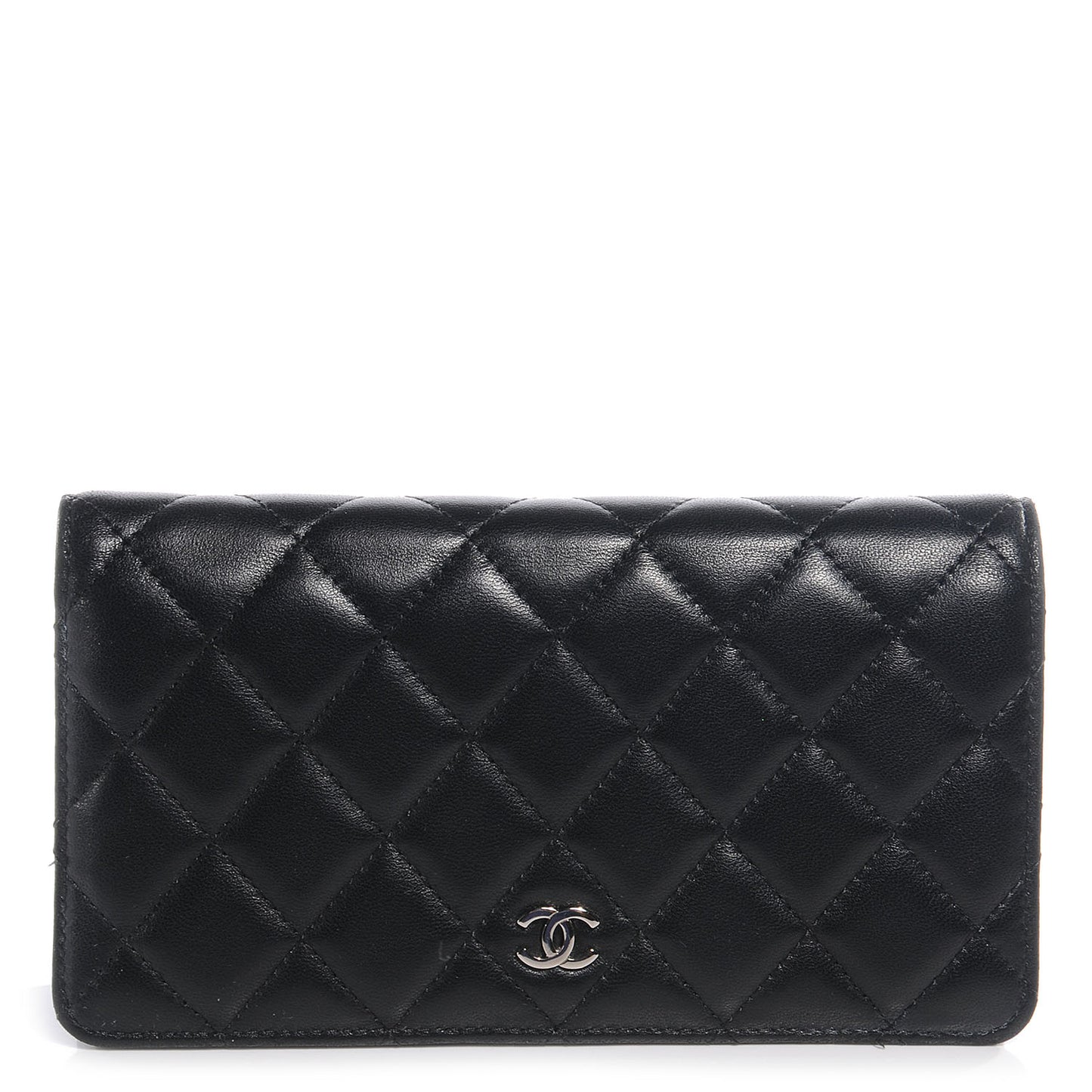Lambskin Quilted Yen Wallet Black