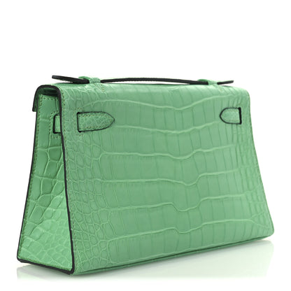 Hermes Matte Alligator Kelly Pochette Vert Comics 3 of 12