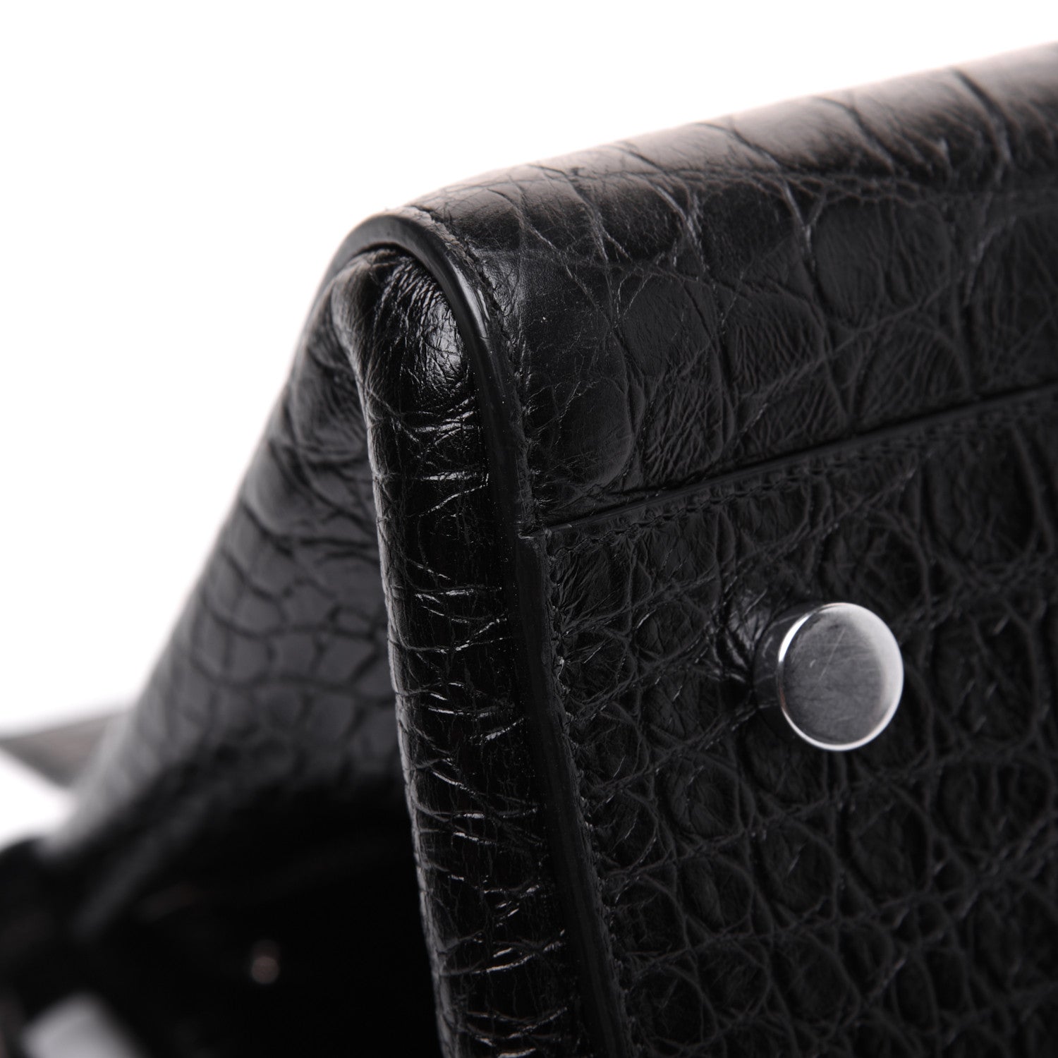 Saint Laurent Calfskin Crocodile Embossed Small Cabas Rive Gauche Black 17 of 27