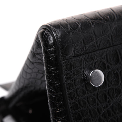 Saint Laurent Calfskin Crocodile Embossed Small Cabas Rive Gauche Black 17 of 27
