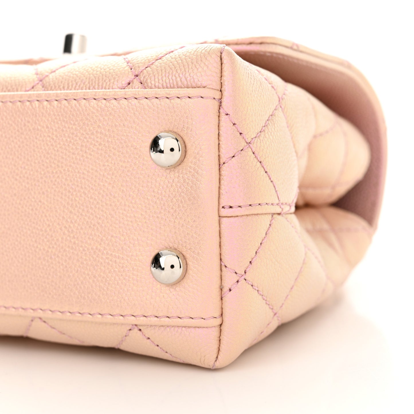 Iridescent Caviar Quilted Extra Mini Coco Handle Flap Light Pink