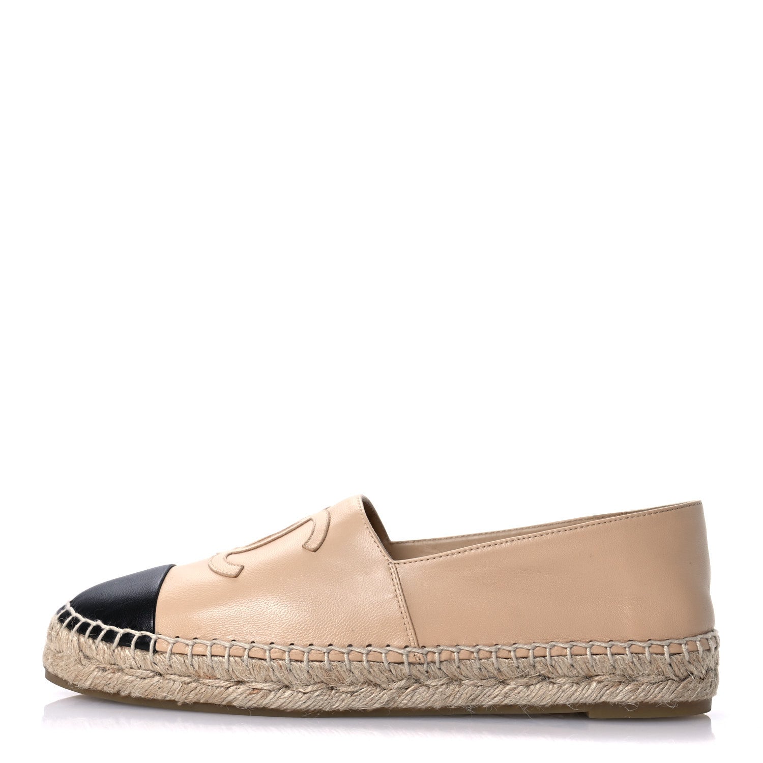 Chanel Lambskin CC Espadrilles 39 Beige Black 1 of 9