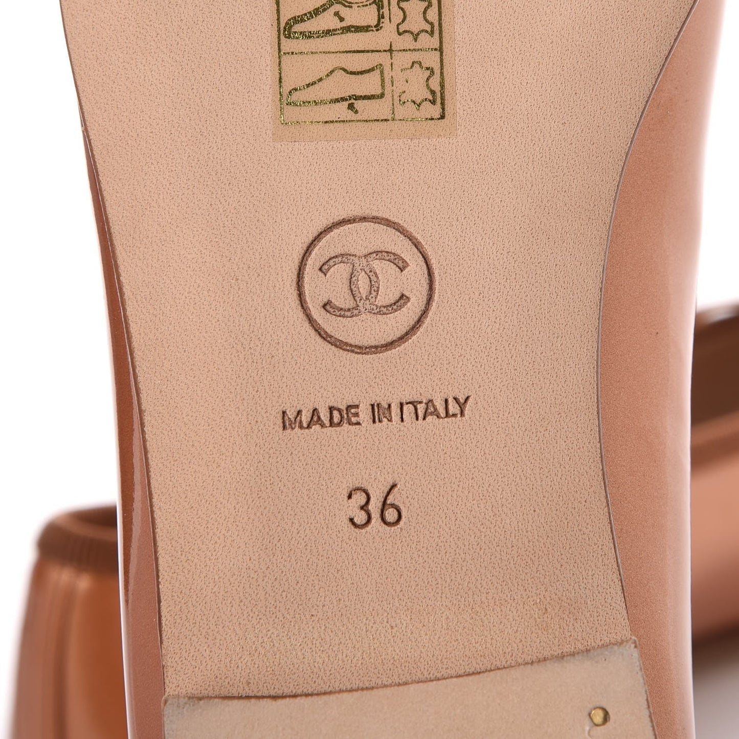 Patent CC Cap Toe Ballerina Flats 36 Beige Fonce