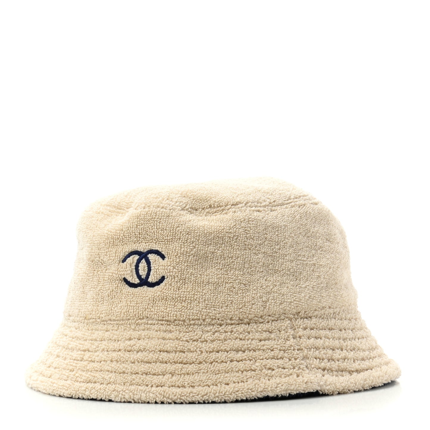 Cotton Terrycloth CC Cloche Bucket Hat M Beige Navy Blue