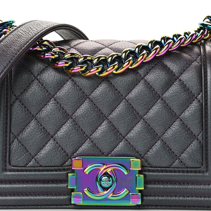 Chanel Iridescent Goatskin Quilted Small Boy Flap Purple 8 of 10