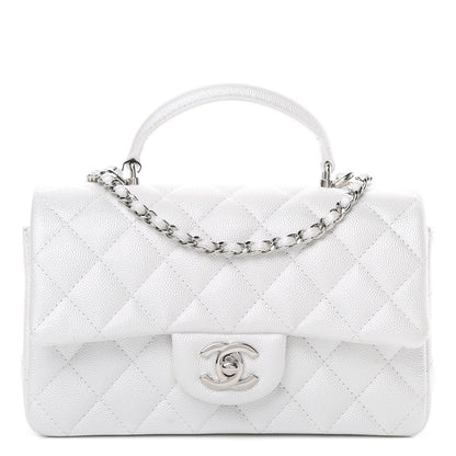 Chanel Iridescent Caviar Quilted Mini Top Handle Rectangular Flap White 1 of 11