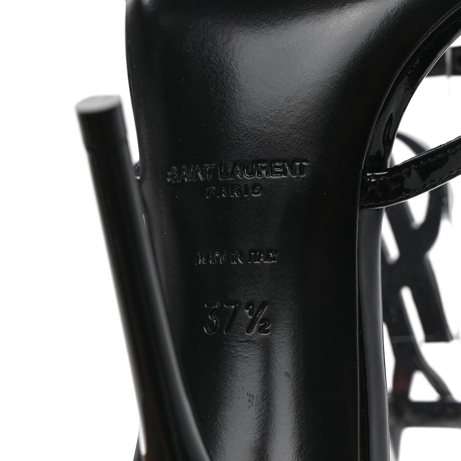 Saint Laurent Patent Cassandra 100 Ankle Strap Sandals 37.5 Black 6 of 7