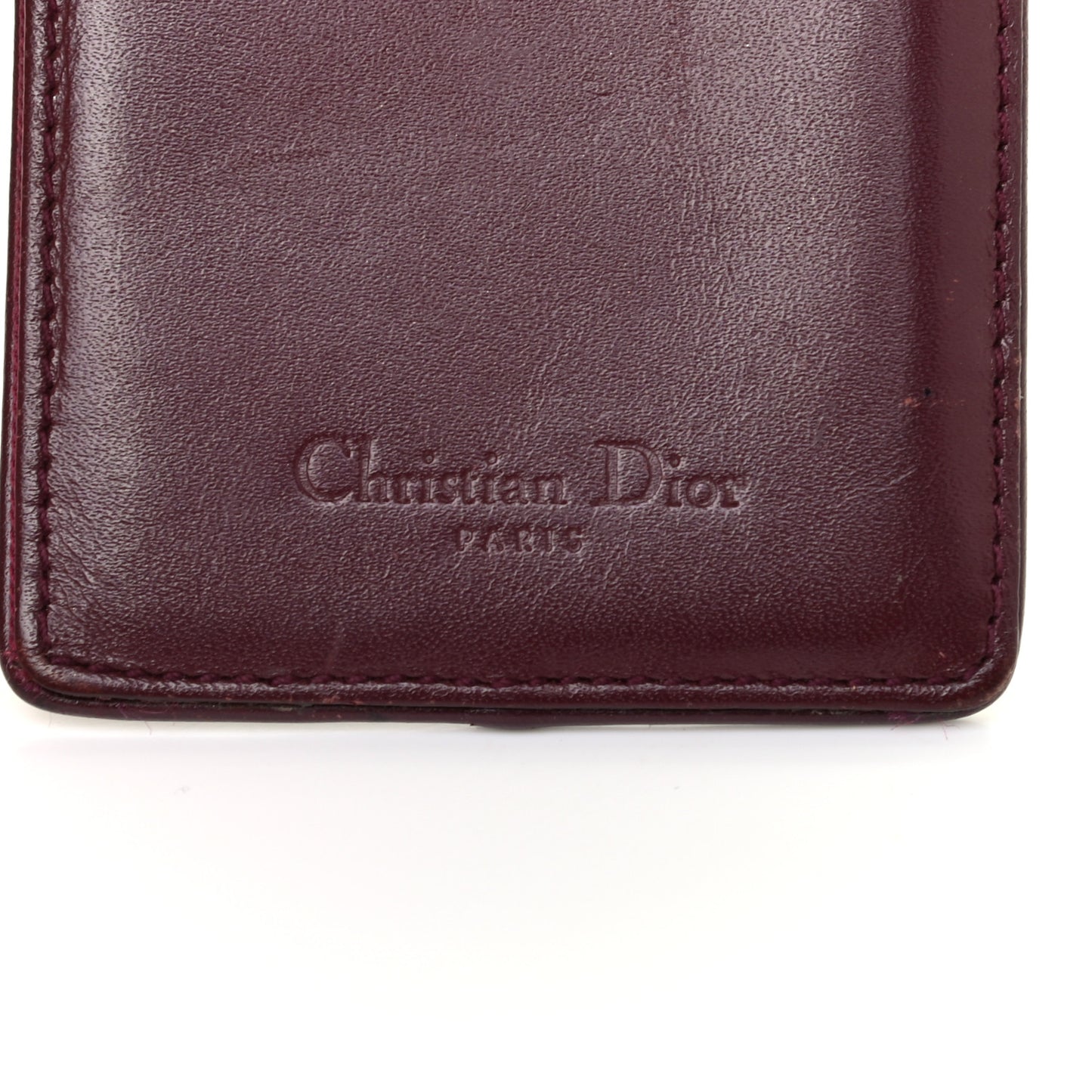 Calfskin Oblique Card Holder Bordeaux