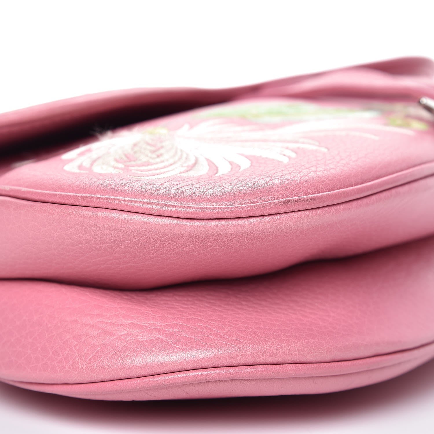 Christian Dior Calfskin Embroidered Romantic Flowers Saddle Bag Pink 9 of 17