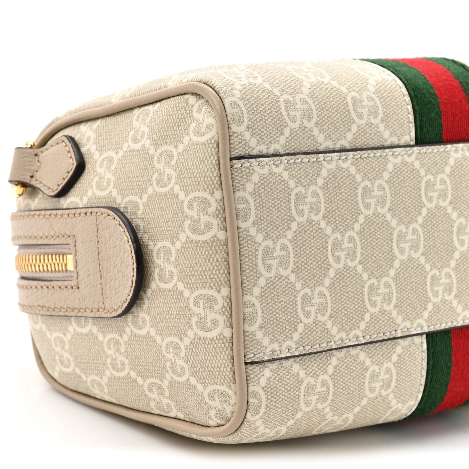 Gucci GG Supreme Monogram Textured Dollar Calfskin Web Ophidia Mini Top Handle Bag Beige Mystic White Oatmeal 10 of 10