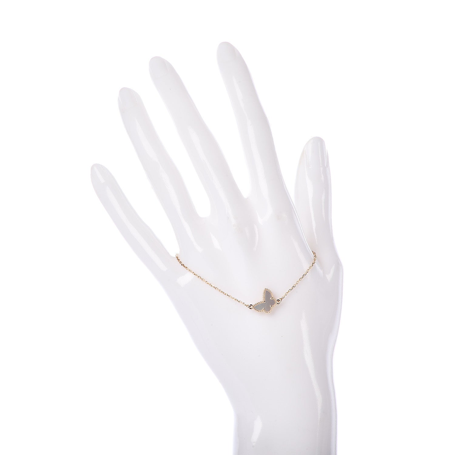 Van Cleef & Arpels 18K Yellow Gold Mother of Pearl Sweet Alhambra Butterfly Bracelet 2 of 6