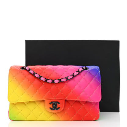 Chanel Calfskin Quilted Medium Rainbow Double Flap Multicolor 11 of 11