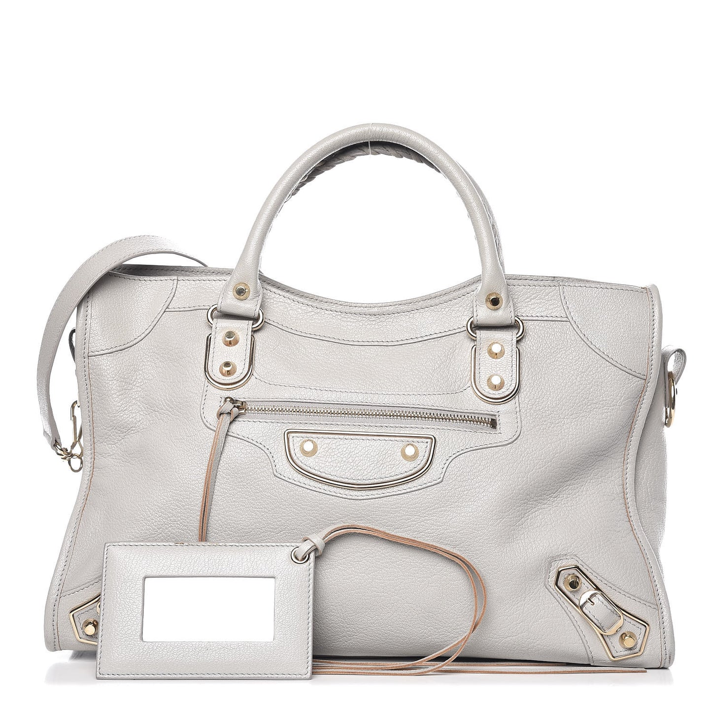 Chevre Gold Metallic Edge Hardware City Gris Perle