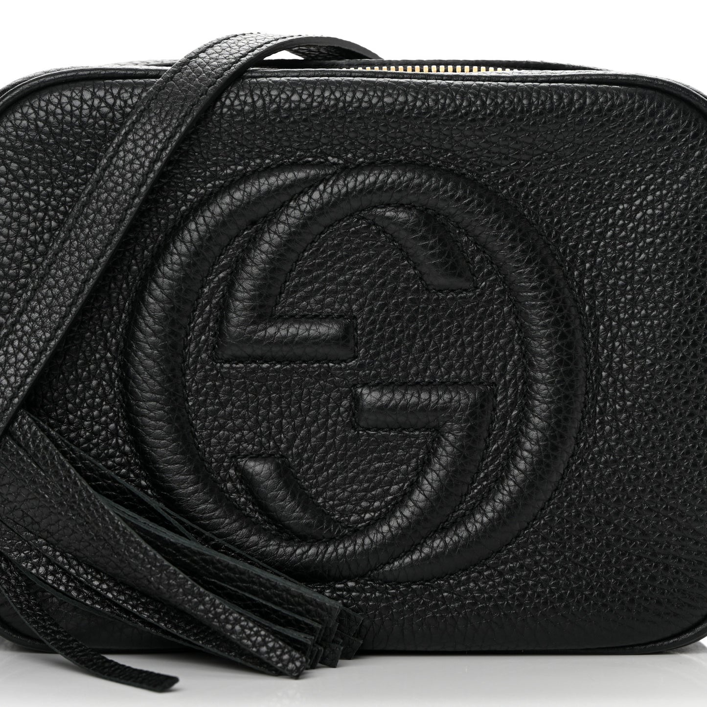 Pebbled Calfskin Small Soho Disco Bag Black