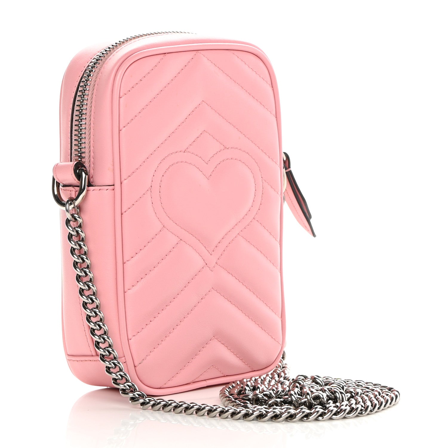 Gucci Calfskin Matelasse Mini GG Marmont Crossbody Bag Wild Rose 3 of 13