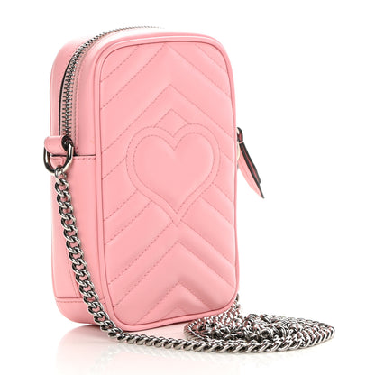 Gucci Calfskin Matelasse Mini GG Marmont Crossbody Bag Wild Rose 3 of 13